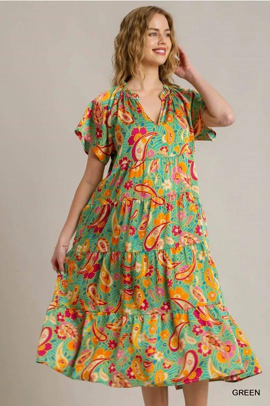Satin Paisley Dress