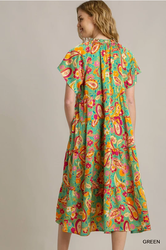 Satin Paisley Dress