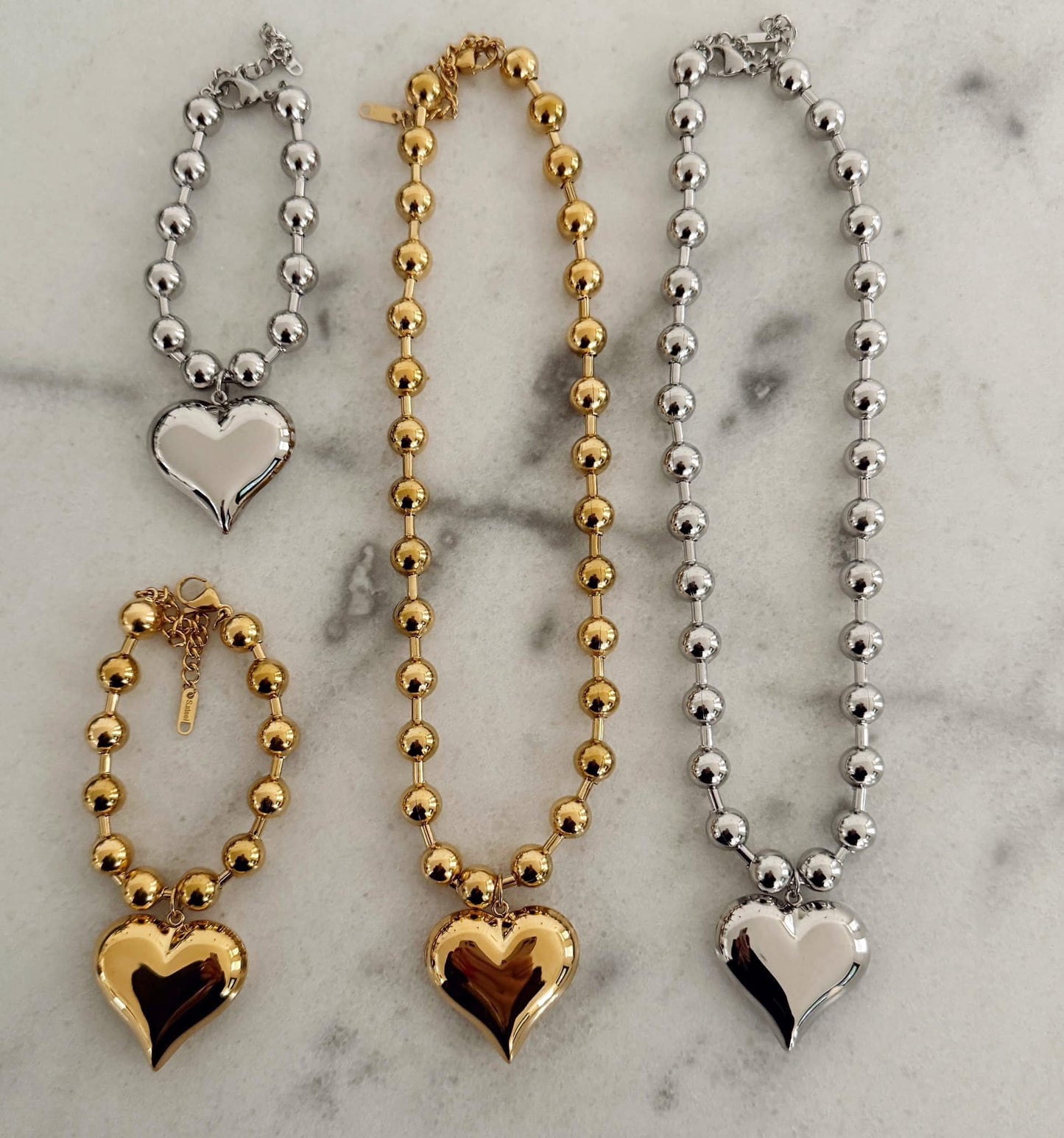 Bubble Heart Necklace & Bracelet