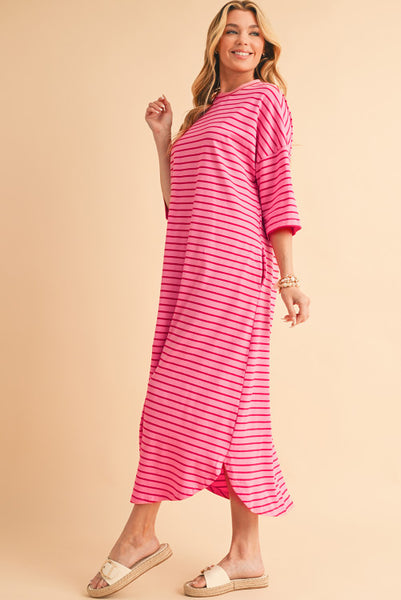 Strawberry Pink Striped Dress