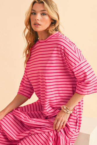 Strawberry Pink Striped Dress