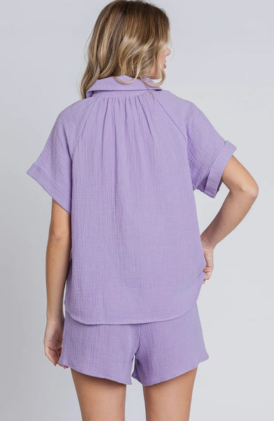 Lavender Gauze Short Set