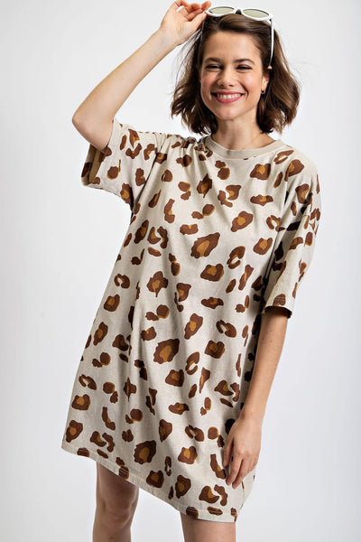 Khaki Leopard Tunic Dress